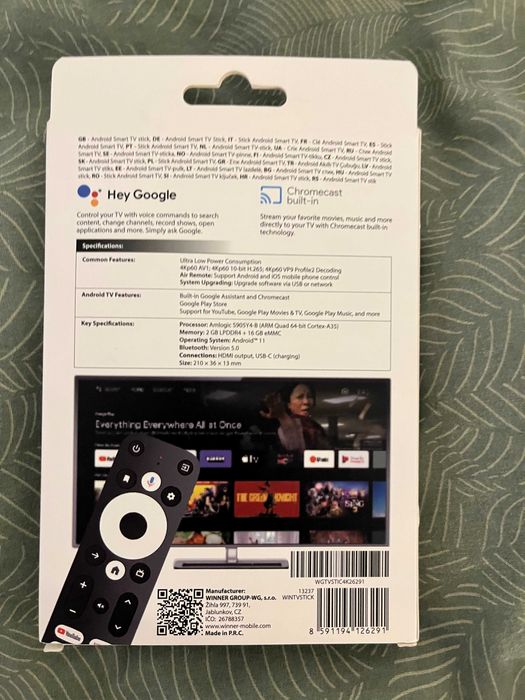 Android TV Stick 4K WINNER GROUP – NOWY, paragon, pilot, Google TV