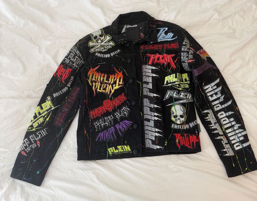 jaqueta jeans masculina Philipp Plein com strass (original)