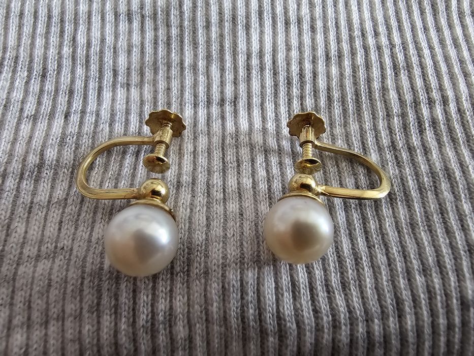 Brincos ouro 14 klt com pérolas