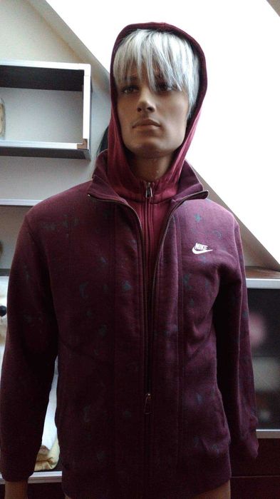 Bluza Nike bordowa ciemna czerwona z kapturem, dwa zamki M 152-165cm
