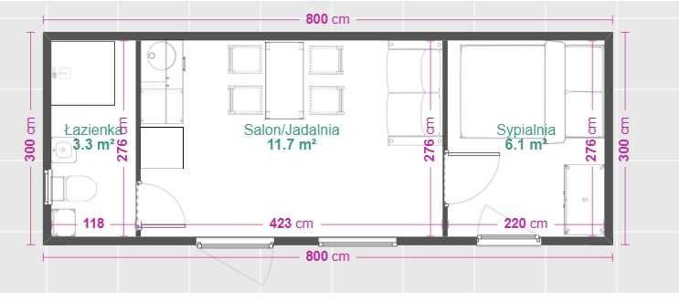 Domek całoroczny letniskowy 24m2 na zgłoszenie wyposażony pod Klucz