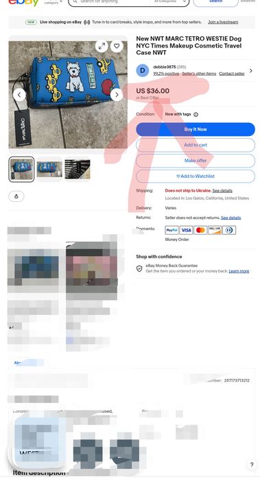 Косметичка marc tetro рожева westie dog песик собачка Вест хайленд