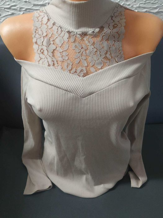 półgolf bluzka prążek z koronką