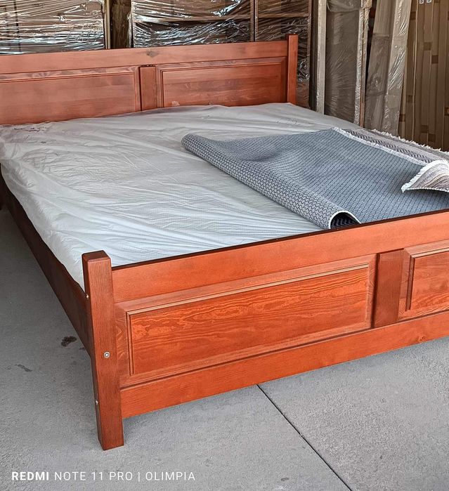 Nowe Łóżko 140x200 drewno sosna, materac sprężyny bonell
