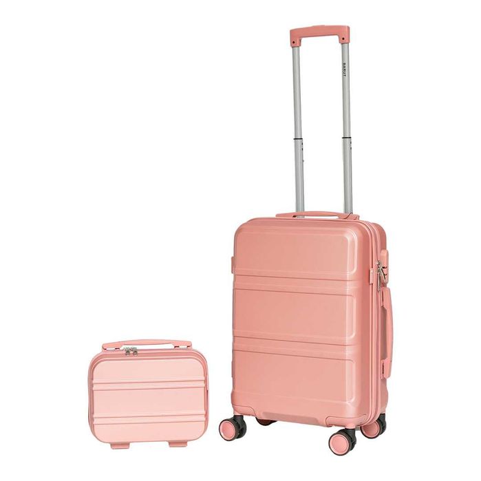 Zestaw Walizka +Kuferek Kosmetyczka Bagaż Rosegold