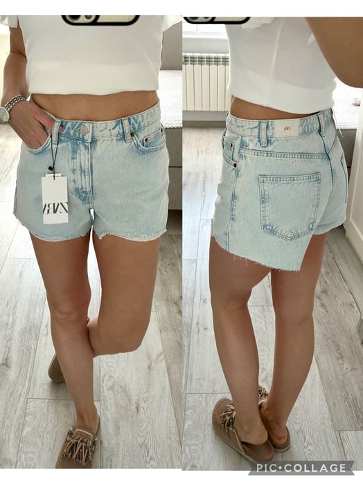 Zara jasne jeansowe szorty z wysokim stanem 38 nowe