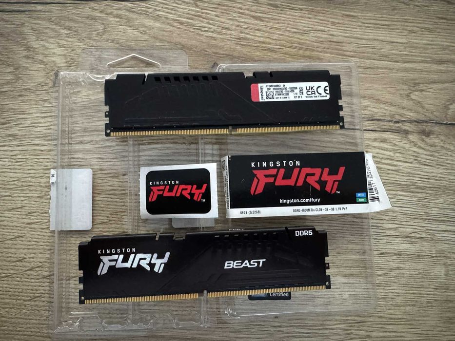 Kingston FURY 64GB (2x32GB) 4800MHz CL38 Beast Black KF548C38BBK2 64