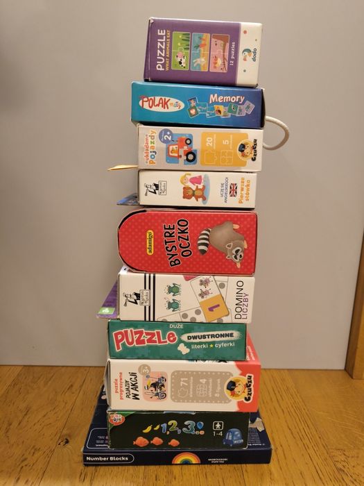 Zestaw 10 gier i układanek edukacyjnych dla dzieci