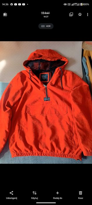 Bluza anorak pomarańczowa DeFacto S kaptur kangurka