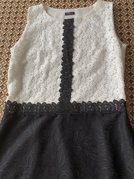 Sukienka elegancka biało- czarna ( MIDI ) NOWA