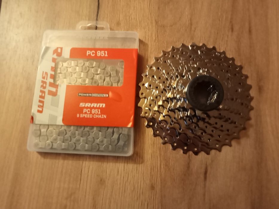 łańcuch i kaseta sram 9 rzędowa