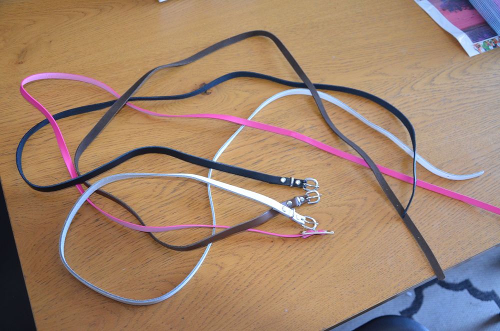 4 szt. zestaw pasków 123 cm róż/biel/brąz