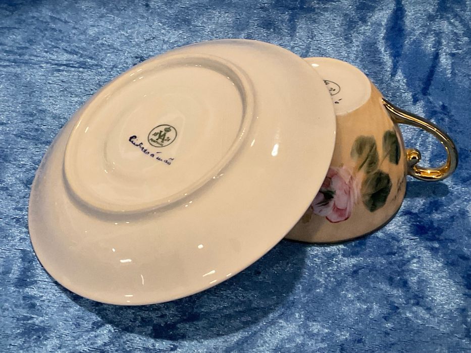 Chavena chá porcelana vista alegre pintura manual