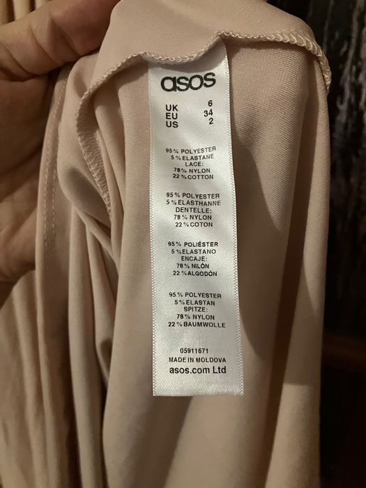 Okazja Pudrowa sukienka z koronką midi wesele komunia chrzest