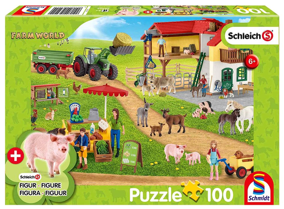 Puzzle 100 Schleich Ekologiczna Żywność + Figurka 109947. Nowy Produkt