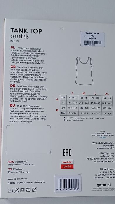 Gatta biała bielizna bezszwowa Tank top Essentials 2szt.