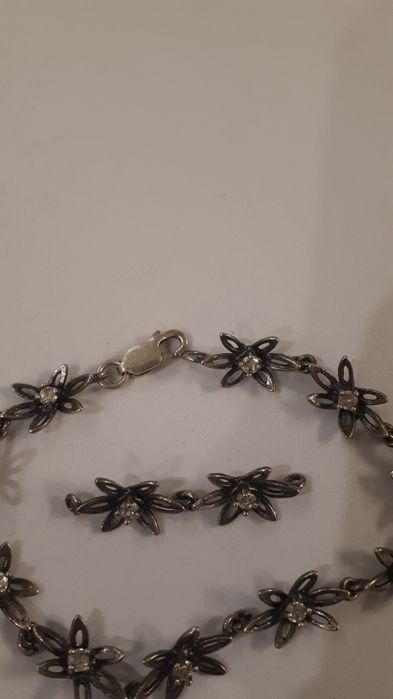 bransoletka srebrna kwiatuszki