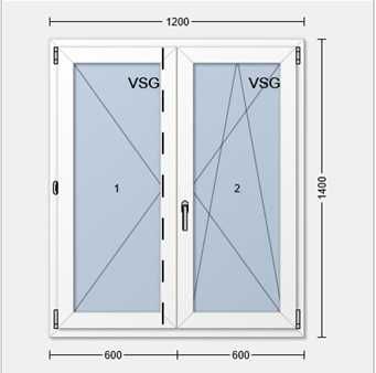 Okno PVC Pro Evolution 1200 × 1400 mm – białe