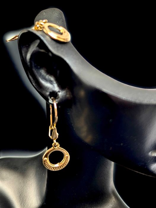 Złote wiszące kolczyki 585 3,16g zap. bigiel / czerwone złoto