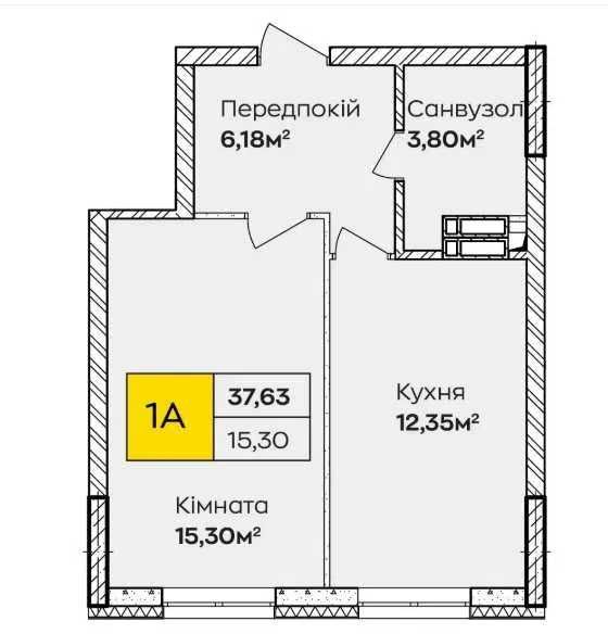Квартира 37.70 м² на Позняках. Є підігрів підлоги єОселя