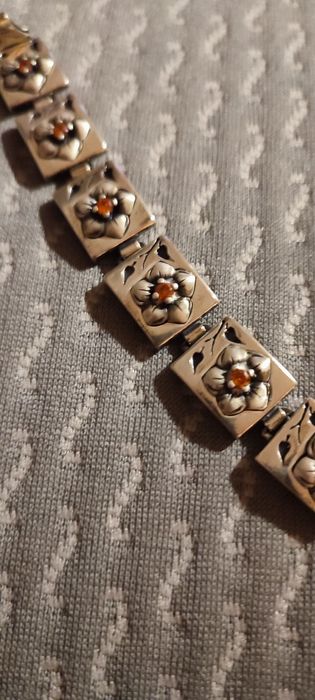 Srebrna bransoletka cyrkonie kwiaty srebro