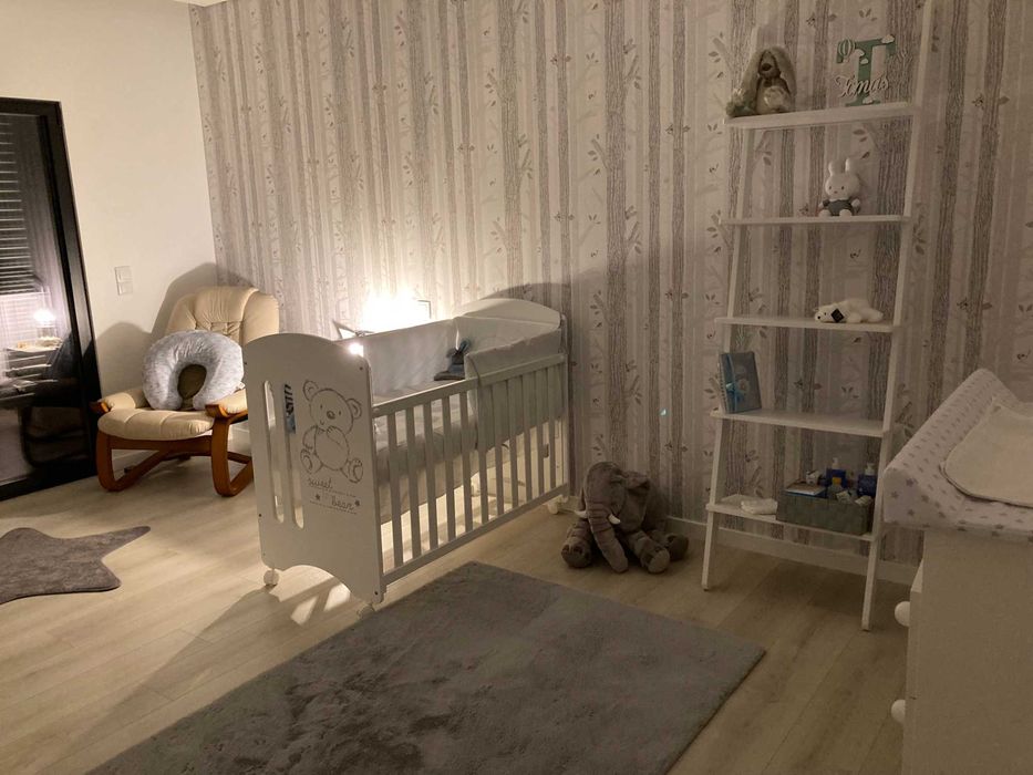 Cama Micuna Sweet Bear Basic Branco + colchão + banheira + comoda