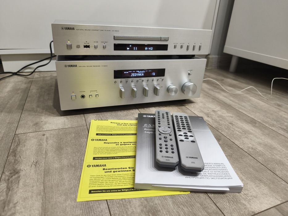 Stereo YAMAHA R-S300 i CD-S300. Komplet, piloty, instrukcja