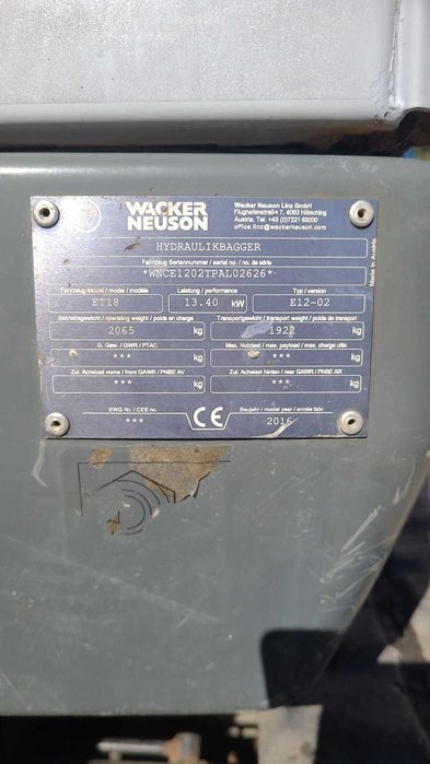 Minikoparka gąsienicowa (gumowe) Wacker Neuson ET18