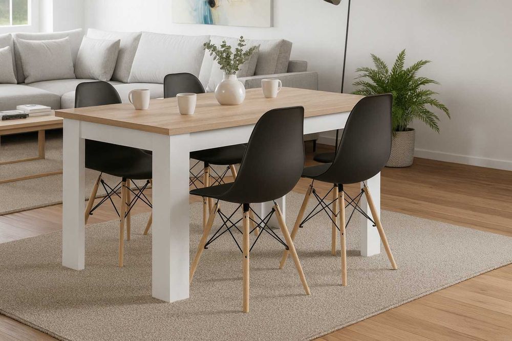 NOWY Stół z Krzesłami do Jadalni Kuchni Salonu Drewniany Loft Sonoma