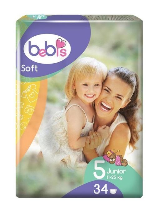 Bebis Подгузники детские Soft junior №5, 34 шт