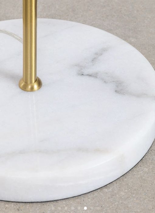 Candeeiro de pé em ferro, mármore e duas bolas de vidro Niama