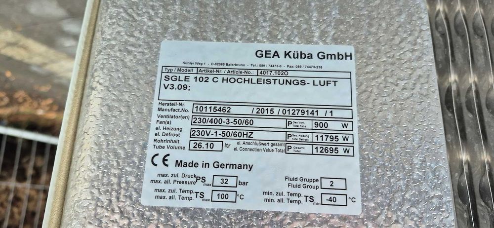 CHŁODNICA Parownik mroźniczy GEA KUBA SGLE 102 C 15 KW