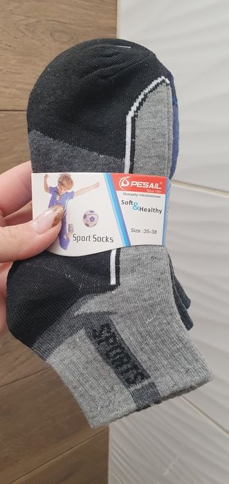 Skarpetki chłopięce średnio długie 35-38 bawełniane bawełna sport ciem