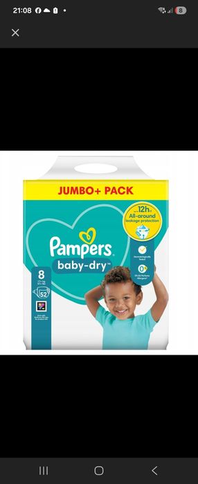 Pampers pieluszki r.8