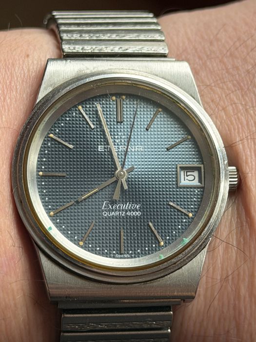 Eterna Executive Quartz 4000 rozmiar, 35/41mm, piękny stan, po serwisie , lata 70te, w stali