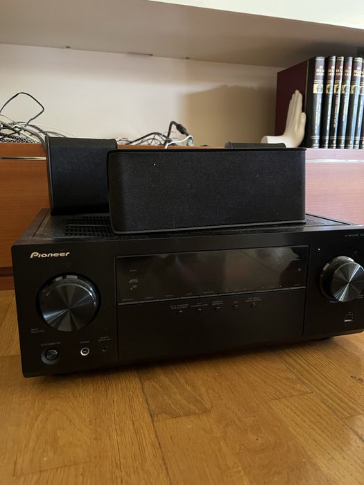 Pioneer vsx-423 com 4 colunas, 1 subwoofer e comando