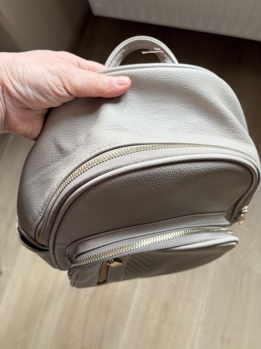 Beżowy Mini Plecak Damski 2w1 Odpinane Paski Pikowany BDB