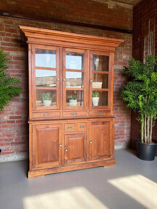 Kredens tekowy z duszą vintage retro DREWNO apteczny RYSTYKALNY