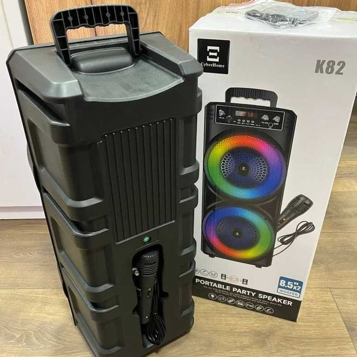 Велика блютуз колонка з мікрофоном і ЛЕД підсвіткою, bluetooth колонка