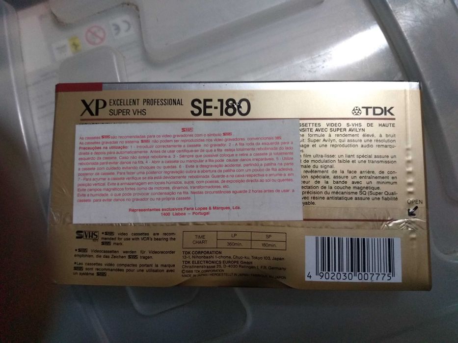 Cassetes VHS Vintage TDK S VHS SE-180, NOVAS!