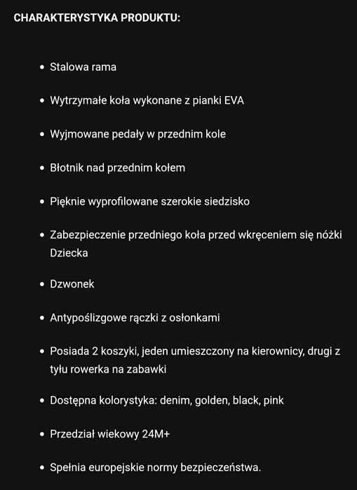 NOWY Rowerek Trójkołowy dziecięcy biegowy +2 lata Milly Mally Bobby RÓ