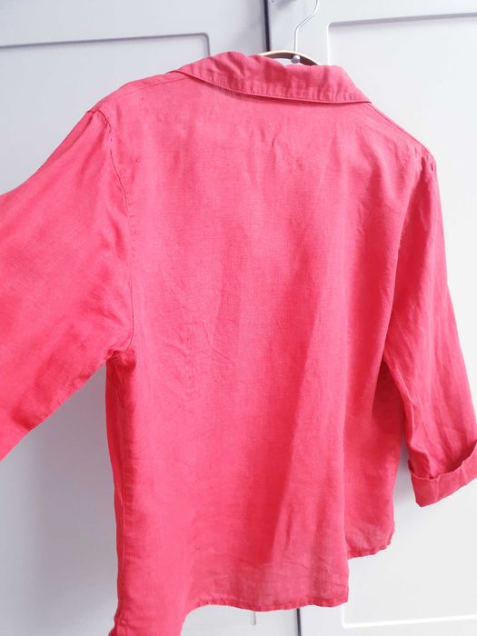 Burgundowa czerwona koszula lniana 100% len East 40