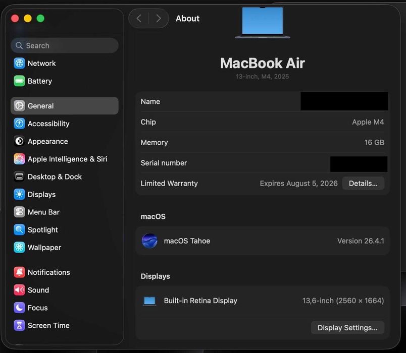 Macbook Air 13 2025 256GB 16GB RAM Como Novo