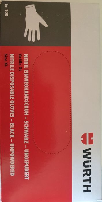 Rękawice  nitrylowe würth 100szt. Czarne rozmiar  XL