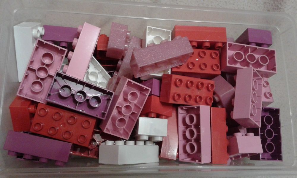 Caixa 75 Peças Legos - Inclui Coleção Peças c/ Glitter - Nova