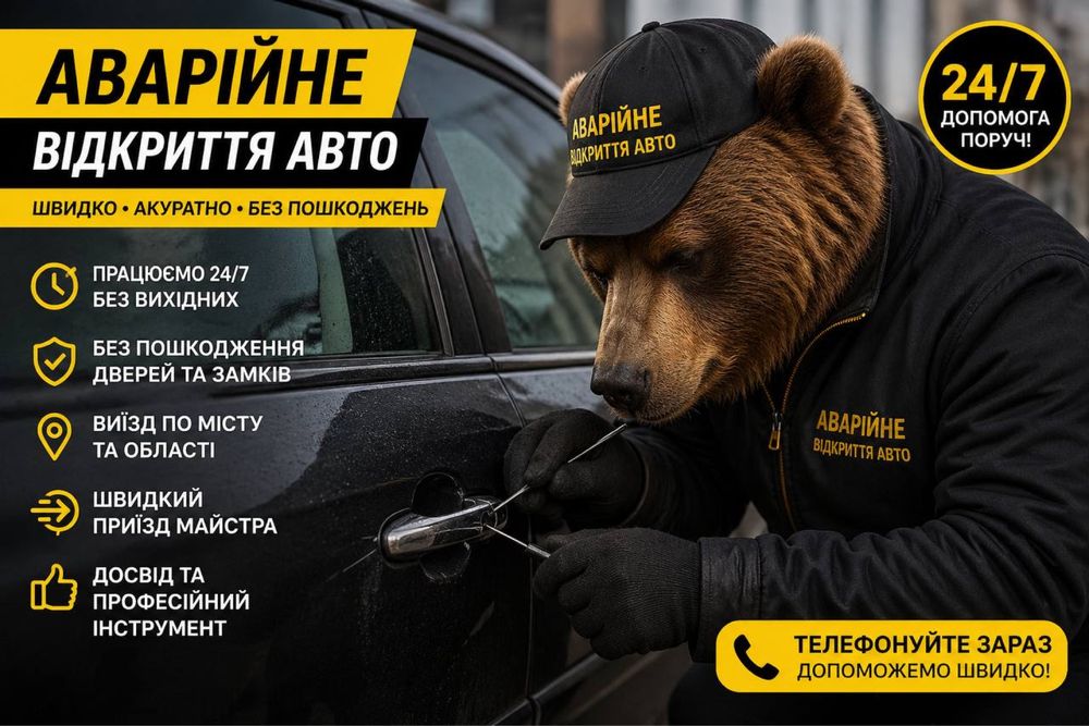 Открыть авто 24/7. аварійне відкриття замків открытие замков авто  Аварійне відкриття замків,заміна замків,відкрити авто, вскрытие замков
