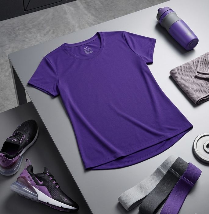 Оригінал Nike Найк Dri-FIT жіноча спортивна футболка фіолетова S для фітнесу бігу тренувань
