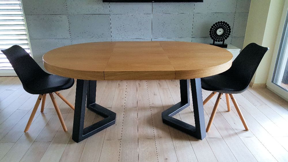 Nowoczesny stół dębowy okrągły rozkładany Loft 1  Dostępny od ręki !!!