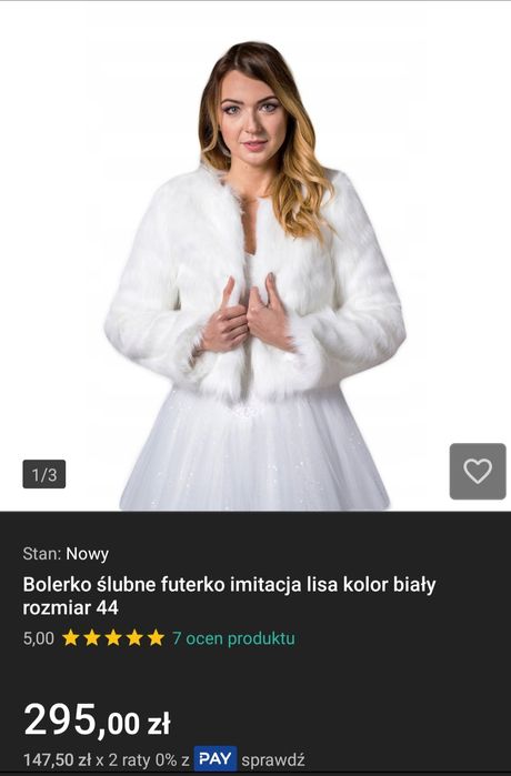 Bolerko ślubne imitacja lisa