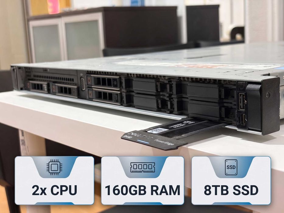 Servidor Dell PowerEdge R440 | Dual Xeon 16c/32t | 160GB RAM | 8TB SSD (4x 2TB)